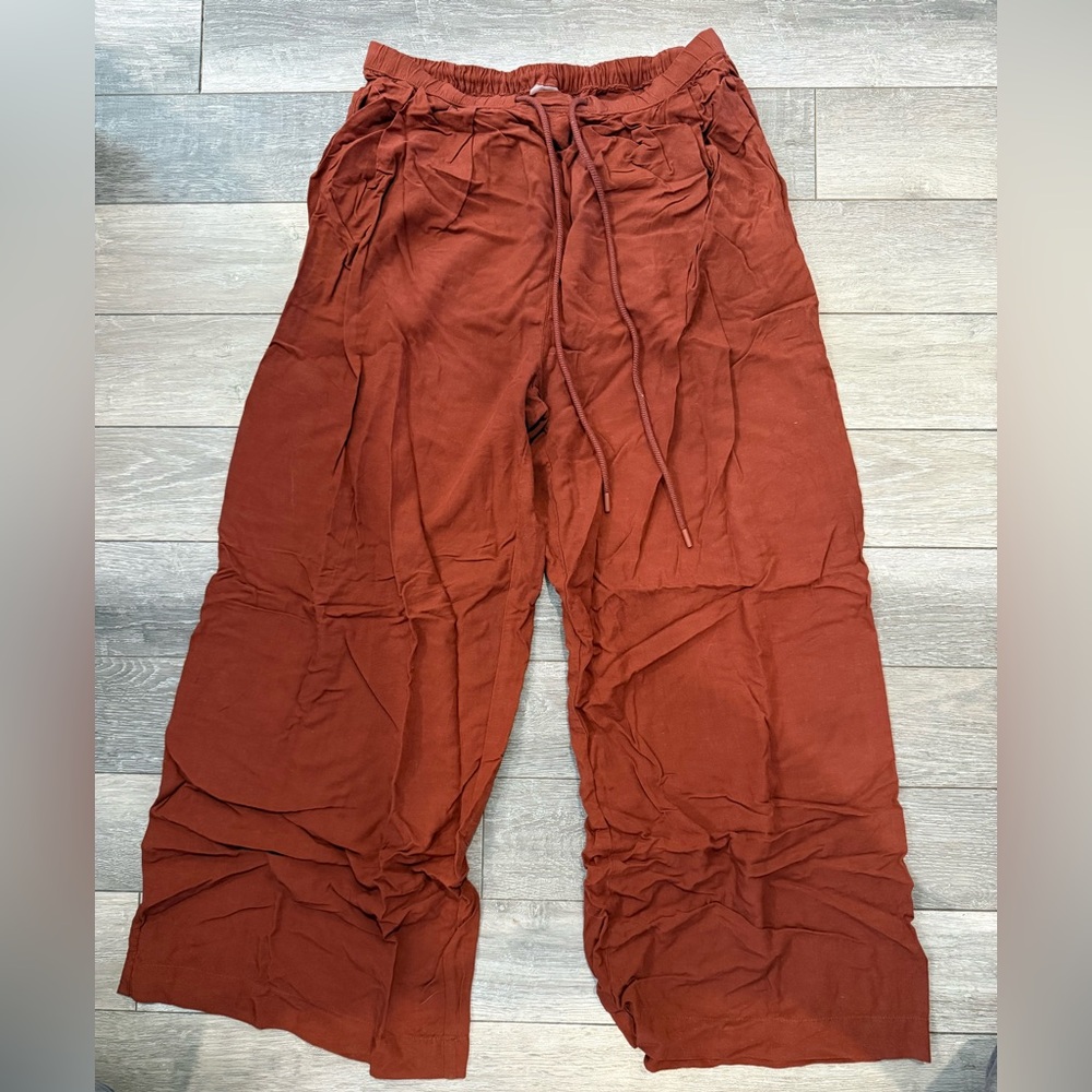 Calia- Relaxed Wide-Leg Pants - Rust Brown